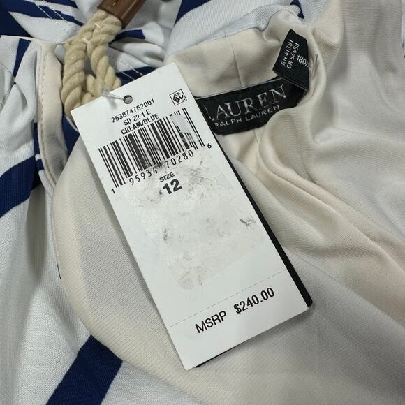 Lauren Ralph Lauren Print Jersey Halter Gown Blue White Women's Size 12 NWT NEW - Picture 6 of 12